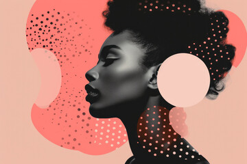 Graphic design portrait of a fashionable black woman. Creative abstract lifestyle portrait