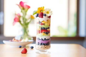 Wall Mural - layered berry smoothie in a tall glass