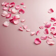  Pink rose petals on a pink background. Pink petals for romantic banner design with space for text