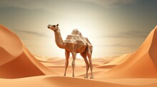 3D Camel In The Desert