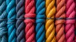 skeins of multi-colored ropes, close-up shot. Generative AI