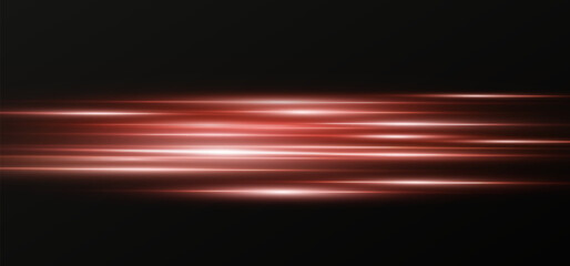 Wall Mural - light flash or red neon stripes. laser beams. beautiful light reflections. glowing stripes on a tran