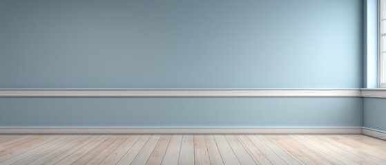 Wall Mural - wood floor with gray and soft blue wall for present product