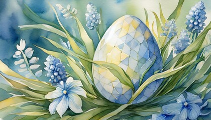 Wall Mural - The watercolor of easter eggs.