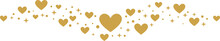 Gold Heart Wave Vector Clip Art For Valentine Day Celebration, Greeting Banner With Hearts And Stars, Isolated