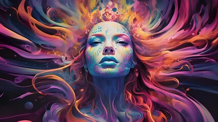 Wall Mural - immerse yourself in a symphony of psychedelic visuals, where vibrant hues dance and intertwine to th