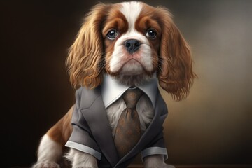 Wall Mural - portrait of puppy in an expensive business suit