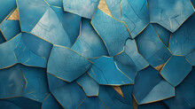Background Of Irregular Blue Scales With Gold Inserts. Generated By Ai