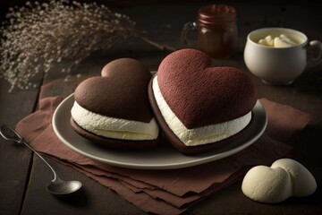 Canvas Print - heart-shaped whoopie pies with a heartwarming marshmallow filling