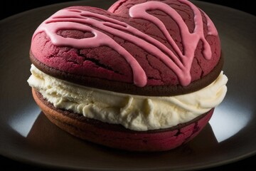 Wall Mural - a heart-shaped whoopie pie with a swirl of raspberry filling