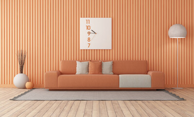 Sticker - Peach fuzz trend color year 2024 , with minimalist sofa