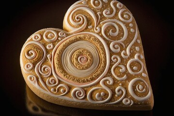 Poster - heart-shaped cookie, topped with delicate and dainty swirls of icing