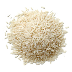 Poster - A pile of white uncooked rice grains, lying flat