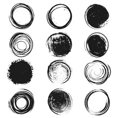 Leinwandbilder - Set hand drawn ovals, felt-tip pen circles