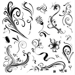 Aufkleber - Black pencil curly or swirled sketches