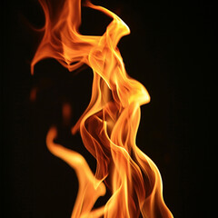 Fire flames on a black background, ai technology