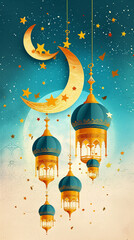 Wall Mural - illustration of a mosque in background