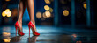 Redefined Elegance: Embrace the Sophistication and Glamour as a Toned Woman Showcases her Fashionable High Heels, Elevating Style with Confidence and Graceful Strut.