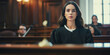 Mulher em um tribunal com juiz 
