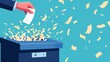 Election fraud symbol: Votes thrown into the shredder.
