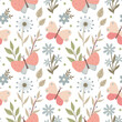 Seamless pattern with butterflies. Spring and summer floral print for design, gift wrapping paper. Pastel colored simple vector background