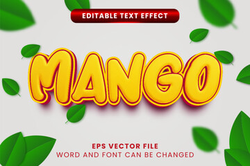 Mango 3d editable vector text effect. Summer fruit text style