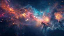 Nebula And Galaxies In Space. Abstract Cosmos Background