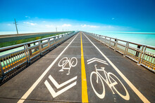 Old Seven Mile Bridge Bicycle Lane In Marathon, Florida Keys
