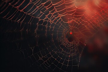 Spider web in raindrops