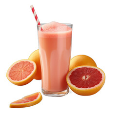 Wall Mural - Grapefruit Sunrise Smoothie: Grapefruit, Pineapple, Carrot, Orange Juice, Ice isolated on transparent background