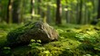 © Denys - Moss Covered Rock in Middle of Forest, Nature Photography Picture