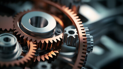 Wall Mural - close-up of gears system
