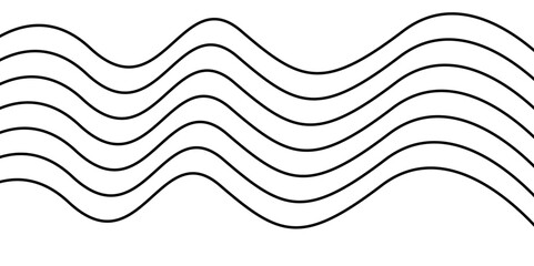 Vector water waves. Set of wavy zigzag lines. Vector zigzag lines and waves, wavy pattern. Black curved lines pattern in abstract style. Vector illus. Set of wavy horizontal line. Vector border design