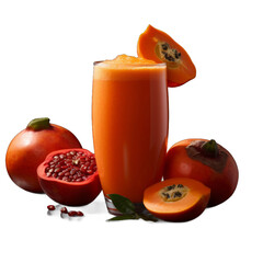 Wall Mural - Persimmon Passion Smoothie: Persimmons, Orange Juice, Greek Yogurt, Honey, Ice isolated on transparent background