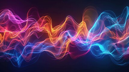 Wall Mural - abstract art based on sound waves with dynamic lines and vibrant colors background