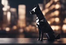 A Black Dog Standing At A City With Background.