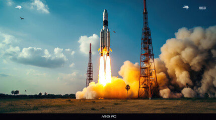 Wall Mural - Skyward Journey: Liftoff in Indian Space Exploration