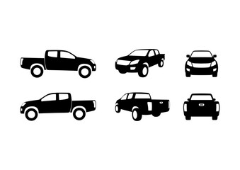 Wall Mural - Car pickup truck icon set isolated on the background. Ready to apply to your design. Vector illustration.	