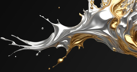 Wall Mural - abstract gold silver liquid explosion texture background
