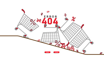 Wall Mural - error 404 abstract design with shopping cart, percentage vector illustration. webpage internet secur