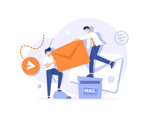 Wall Mural - email and messaging,email marketing campaign,working process, new email message