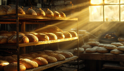 Canvas Print - bread is on a rack in a bakery
