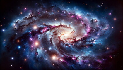 Wall Mural - Mesmerizing space background with a spiral galaxy and blending Galaxies in abstract background wallpaper