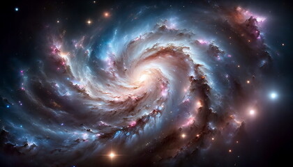 Wall Mural - Mesmerizing space background with a spiral galaxy and blending Galaxies in abstract background wallpaper