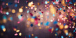 Closeup of colorful confetti falling in slow motion with a blurred background, Slow-Mo Celebration: Vibrant Confetti Closeup with Soft Focus Background