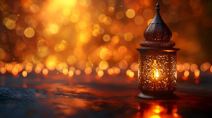 Wall Mural - Arabic lantern for Ramadan Kareem with bokeh background.