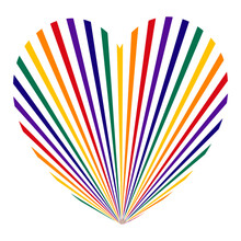 LGBT Heart Isolated On White Background. LGBTQ. Symbol Of The LGBT Community. Heart Made Of Rays.
