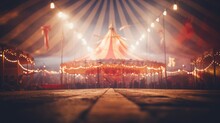 Carnival Tent With Round Arena Scene, Amusement Show. Round Circus Arena