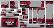 © Nehal - Red web advertising banner template design. modern web layout template set of different standard sizes. vertical horizontal and square web banner template with black and red gradient web ads kit set