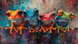 four cute frogs
